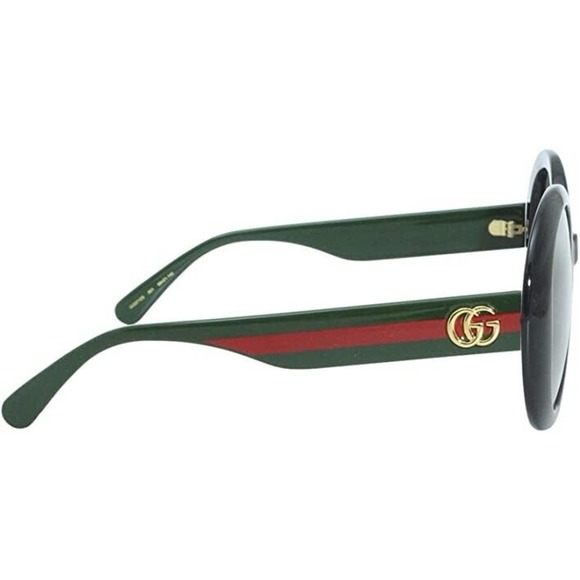 Gucci Sunglasses GG0712S 001 Black Gold Green Red Gray Gradient Women Round - Picture 4 of 5